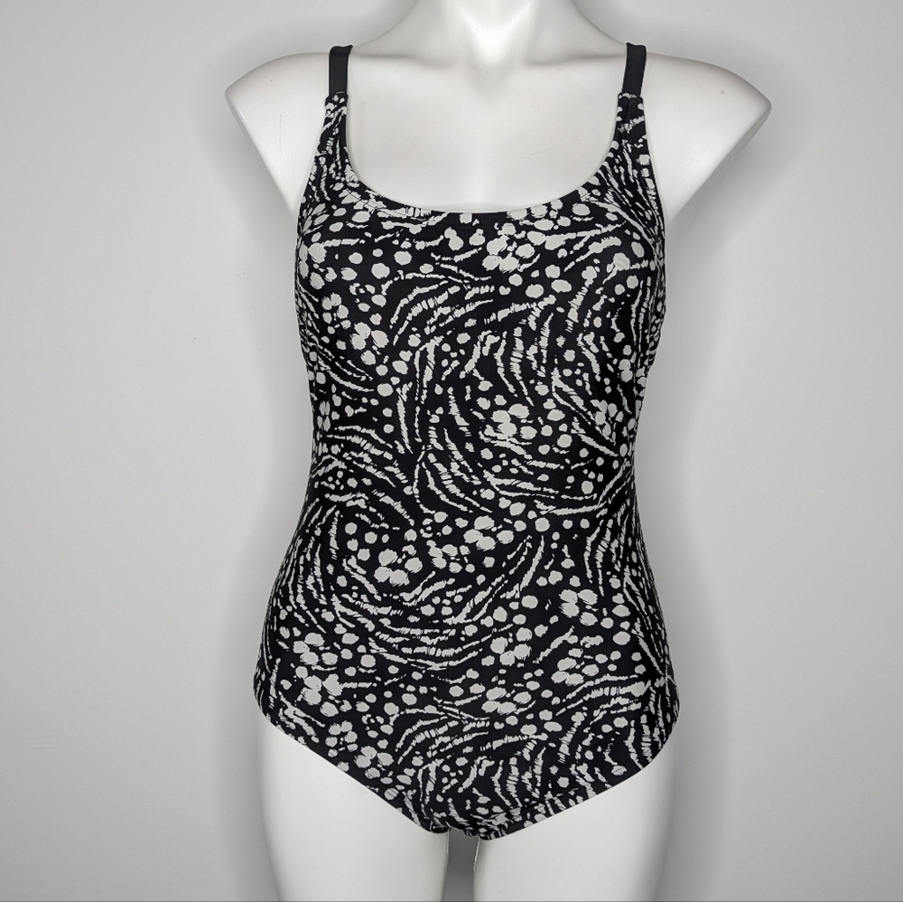 Hurley Black White Strappy Back One Piece Swimsuit S